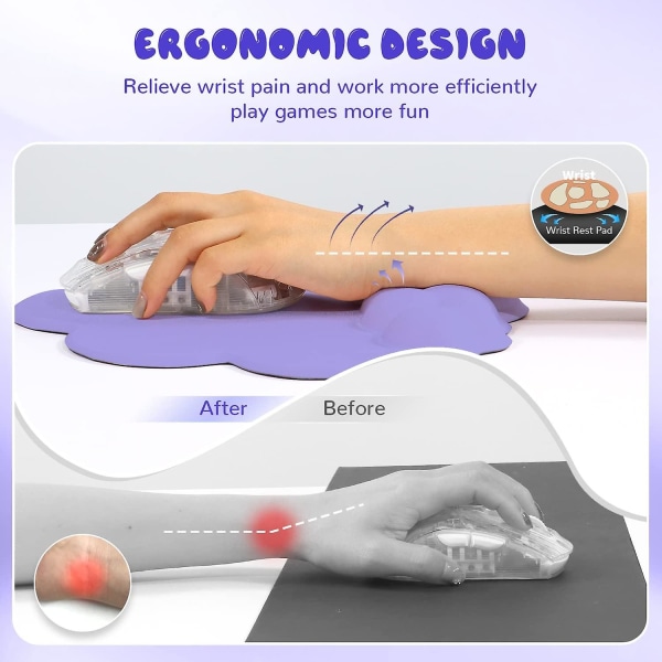 Attack Shark Rainbow Cloud Wrist Rest Combo, Mus Wrist Support För Ergonomisk Smärtlindring, Sött Skrivbordstillbehör För Hemmakontor, Icke
