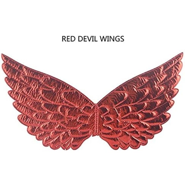 Djävulsdräkt för barn, 3 st Red Devil set med 1 par vingar Röd klänning och höggaffel, söt halloweenkostym för flickor och pojkar, rolig låtsas