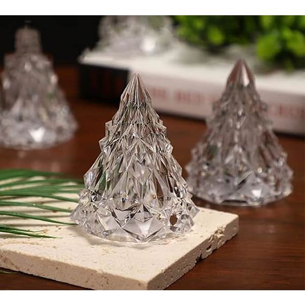 [3-pakning] Nattlys Krystall Mini Juletrelys Flammeløst LED (Hvitt lys)