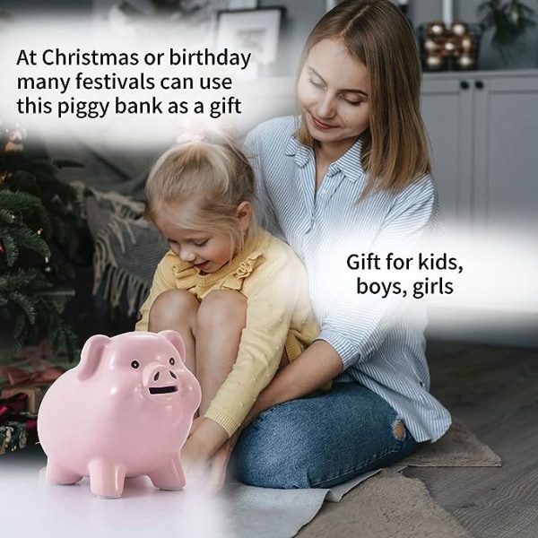 PIG WORLD Piggy Bank for Adults Must Break to Open, Ceramic,Girls Boys Money Box Coin Jar,Pink Mini Safe for Kids,Savings Bank for Adults,alcancias de