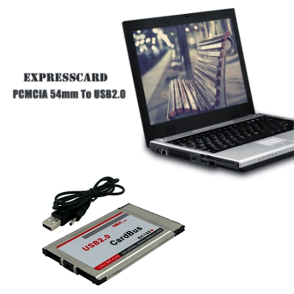 PCMCIA - USB 2.0 CardBus -korttisovitin kannettavalle tietokoneelle, 2 porttia, 480 Mt/s