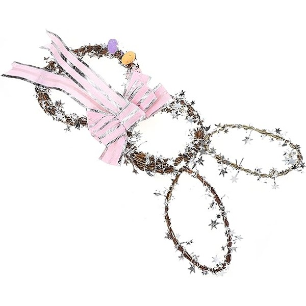 Hængende Kanin Vine Vedhæng Twig Formet Bue Kanin Have Dekorationer Girland Scene Rattan Hjem Krans og Væghåndværk Front Cirkel DIY Ornament Glad Cr