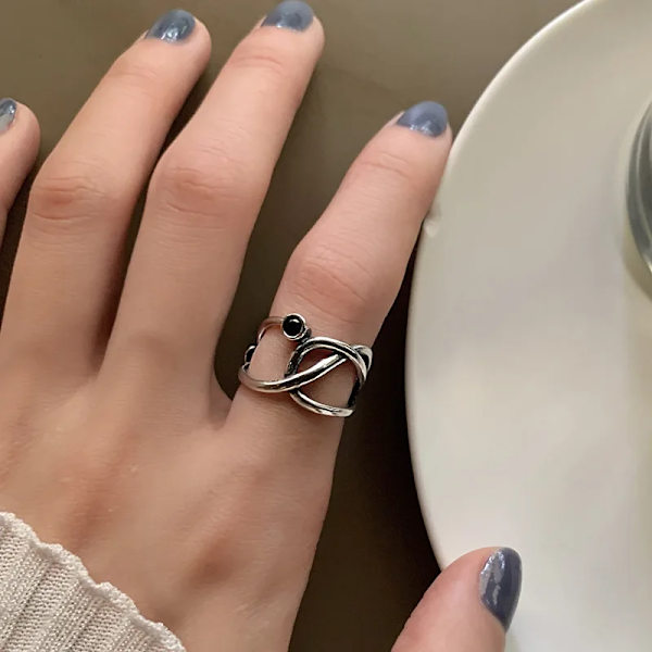 Minimalistisk silverring mode dam kreativ flerskiktad geometrisk kors punkring fest smycken presenter av A Deep R1960