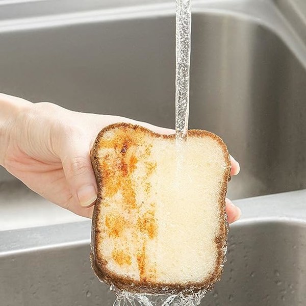 Ny Creative Toast Shape Opvaskesvampe Vaskbare Scrubber Værktøj til gryder Fade Gadget Hjem Køkken Tilbehør Rengøring