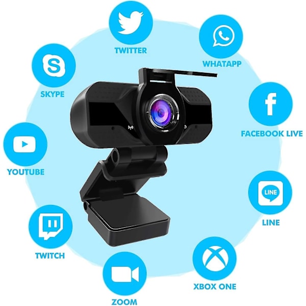 1080p Webkamera Mikrofonilla Ja Tietosuojakannella, Sopii Tietokoneelle, Kannettavalle Videopuheluiden Nauhoitukseen, Kokouksiin, Plug And Play