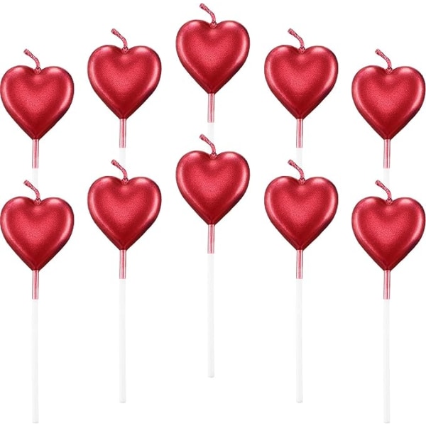 Metallisk hjerte Bursdagslys Kakelys Cupcake Topper-lys Dessertlysestaker til bryllup, jubileum, romantisk natt, morsdag, del