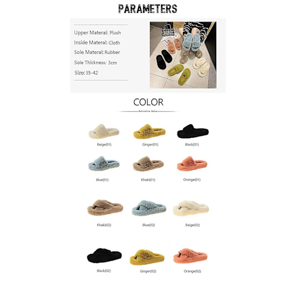 Vinter Hjemmeuld Slippers Mode Kunstig Pels Varme Sko Kvinder Slip On Flats Kvinde Hjem
