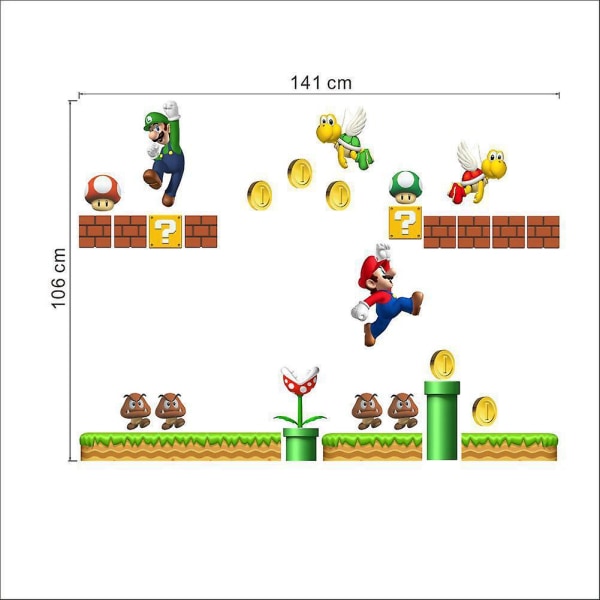 Nintendo New Super Mario Bros Build a Scene Peel and Stick Wall Decals Makuuhuoneen sisustustarra