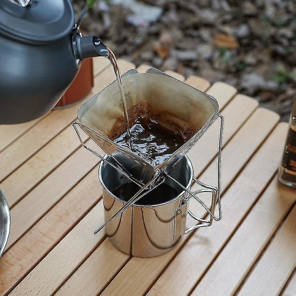 Fällbart Bärbart Kaffedroppställ Handstans Kaffefilterkon Stativ Utomhus Camping Rostfritt Stål Hållare Dryckeskopp Dropp Crj