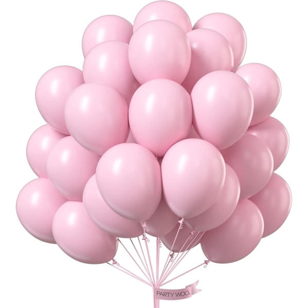 Pastellrosa ballonger, 50 st 12 tum rosa ballonger, latexballonger för ballonggirlang eller ballongbåge som festdekorationer, födelsedagsdekorationer, bröllop