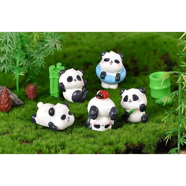 10 st Söta mini pandor figurer Bambu miniatyr djur miniatyr figurer DIY Cake Topper för Moss Landskap Heminredning