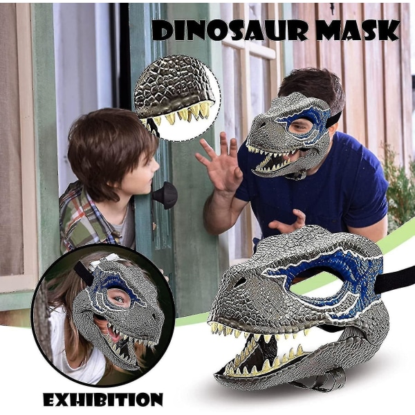 Sininen Dinosaur Mask Jurassic World Raptor Dinosaur Asusteet Dinosaur Cosplay Prop Lomakarnevaalilahja