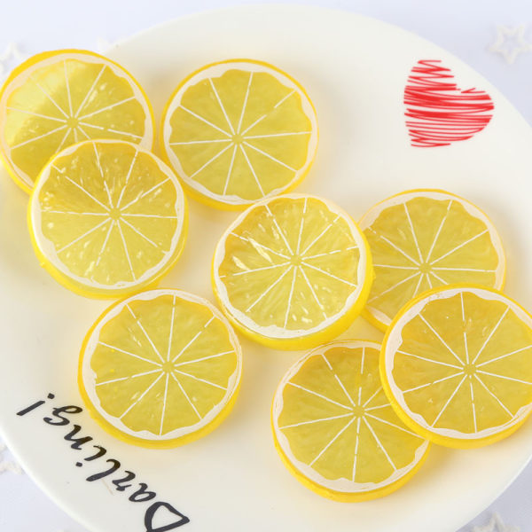 15 stk 2 tommer gule kunstige naturtro citronskaller til dekoration til hjemmet og festen (gul citronblok, 15)