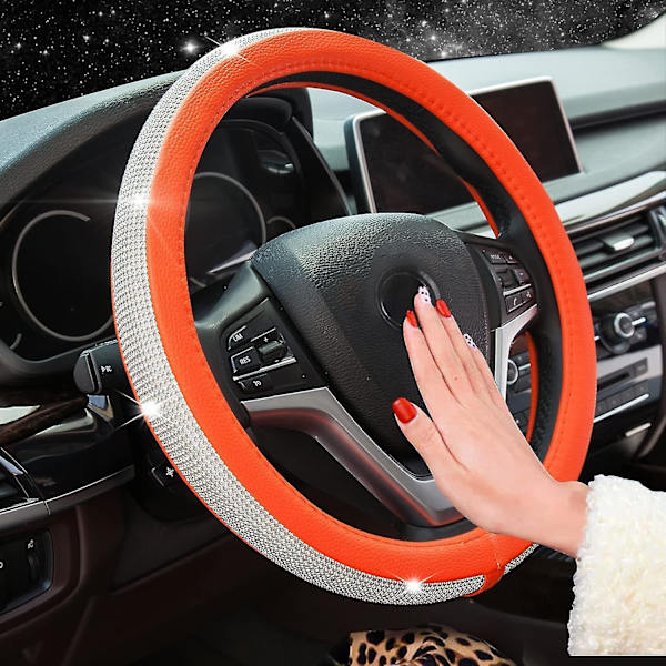 Bling Diamant Bilstötskydd Med Kristall Rhinestones Universal 15 Tum För Fusion Focus Hrv Corolla Prius Rav4 Tacoma Camry (orange)
