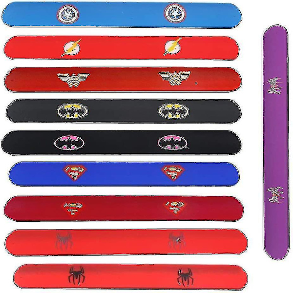 10 st färgglada knäppband för barn, superhjälte-slapband i silikon, armband för festpåsar, sl