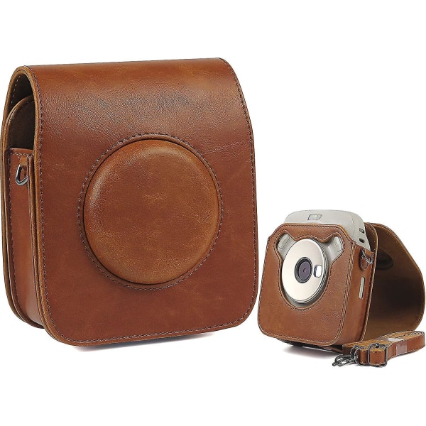 Case Cover Til Fujifilm Square Sq20 Læder Kamerataske Rejsekamera Cover Case Taske med aftagelig skulderrem, brun