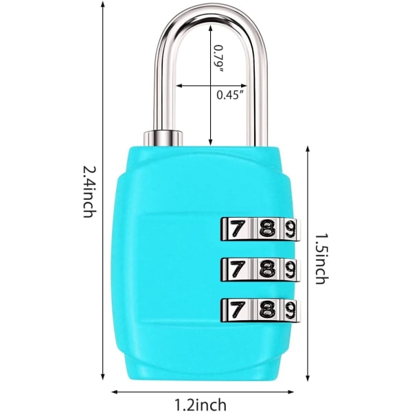 6 Pack Luggage Locks 3 Digit Combination Padlock Codes with Alloy Body for Suitcase Travel Bag Gym Shed Bike Locks