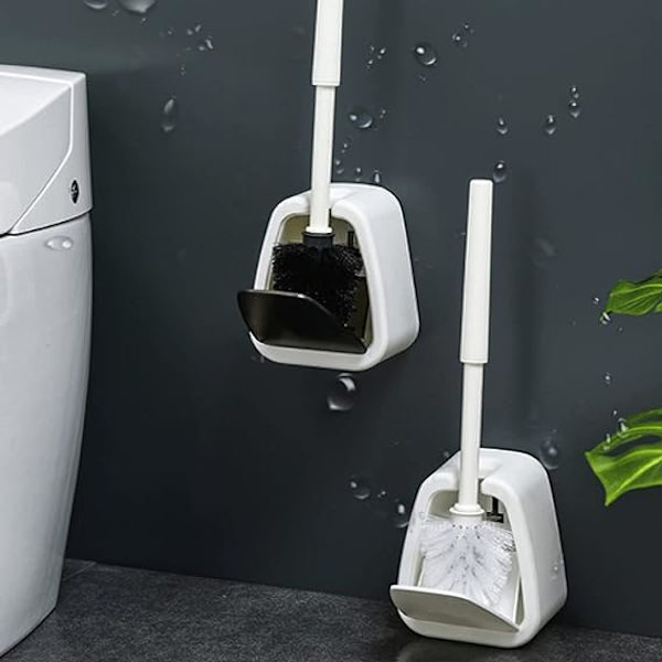 Toalettborste med hållare, starka borst, bra grepp, toalettborste med lock, borste för toalettstädning i badrummet
