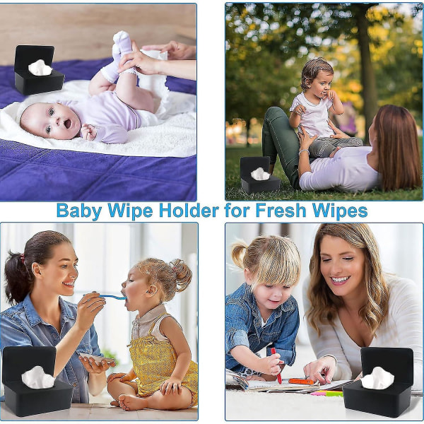 2-pak babyservietter dispenser, genopfyldelige servietter dispenser babyservietter etui, baby serviet holder til friske servietter, skridsikker serviet etui, genopfyldelig serviet Conta