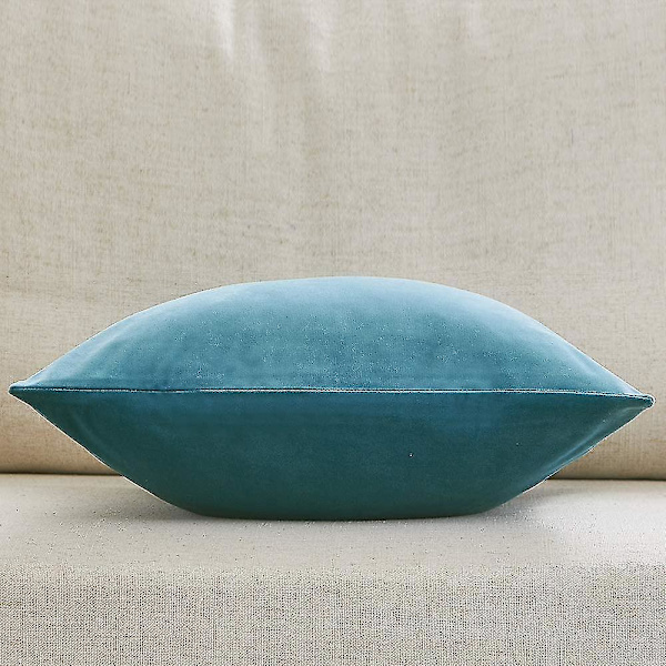 Teal Sammetskuddfodral för Soffa 18x18 Tum 45cm X 45cm Mjuk Pläd