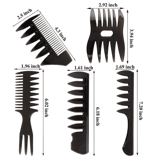 Plastic Comb Set, 5 Piece Men's Multifunctional Styling Hair Comb Set Premium