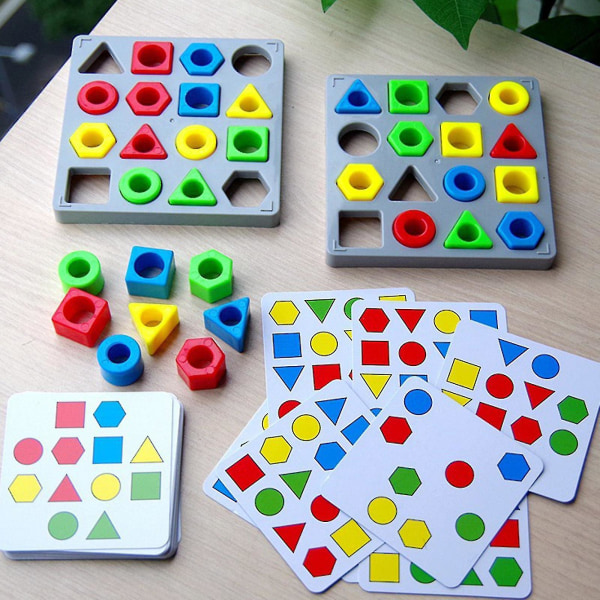 Geometrisk form Match puslespil Sjovt travlt bord Hånd-øje-koordination Undervisningslegetøj m/kort Forælder-barn førskoleaktivitet(bejoey)