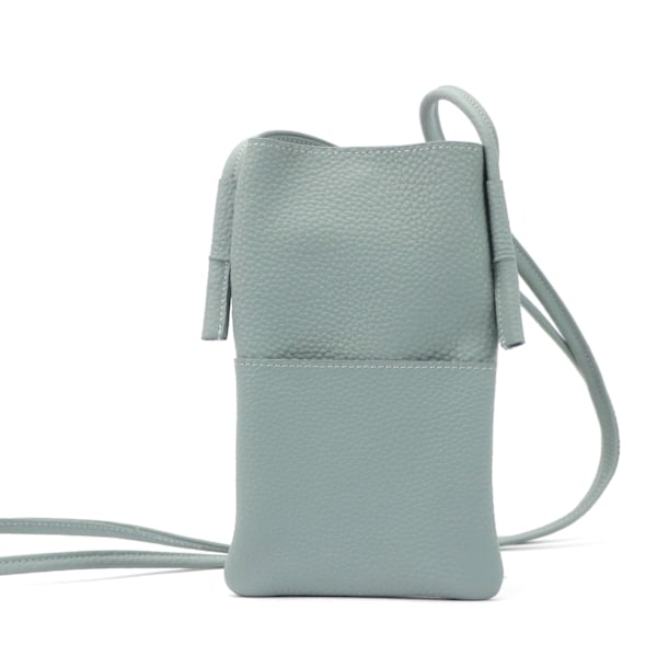 Ny anpassad äkta läder mobiltelefon väska axelväska med justerbar rem för iPhone med ficka SJB238 light blue