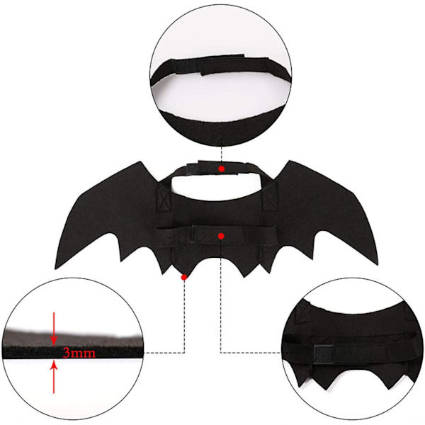 Husdjursdräkt för katt, Halloween-fladdermusvingar, dräkter för husdjur, kläder för små hundar och katter, krage, cosplay-fladdermusdräkt
