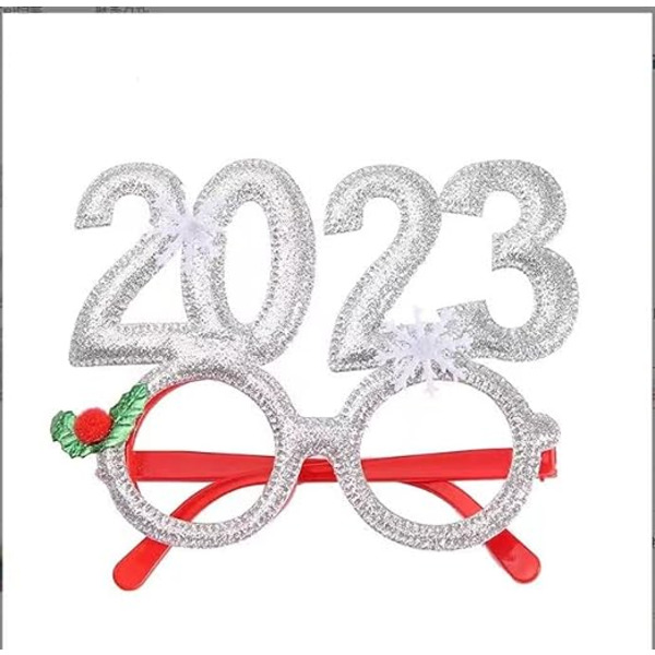 2023-glasögon Happy New Year-glasögon Glitter 2023 Julglasögon Plastglasögon för 2023 Nyårsfest