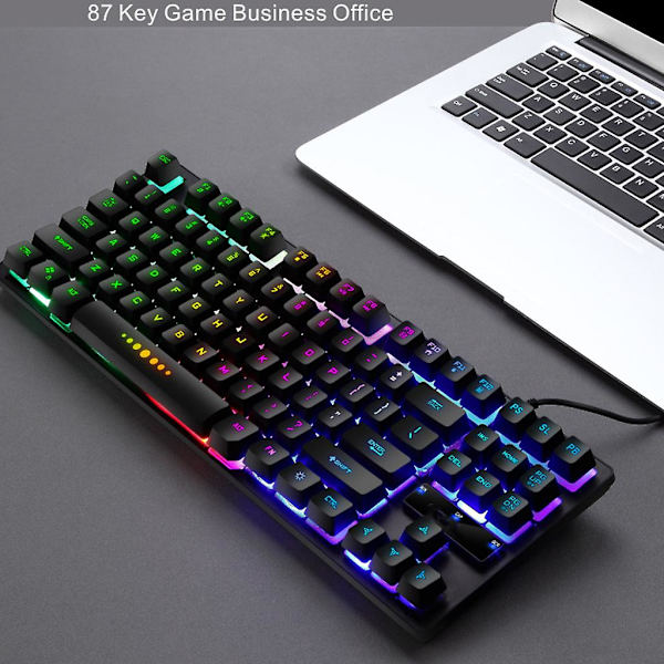 Gk-10 Trådbunden 87 Tangenter Mekaniskt Speltangentbord Rgb Bakgrundsbelyst För Pc-spelare