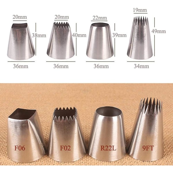 4pcs Wire Tips, Stainless Steel Icing Piping Nozzles For Pastry Fondant Tools