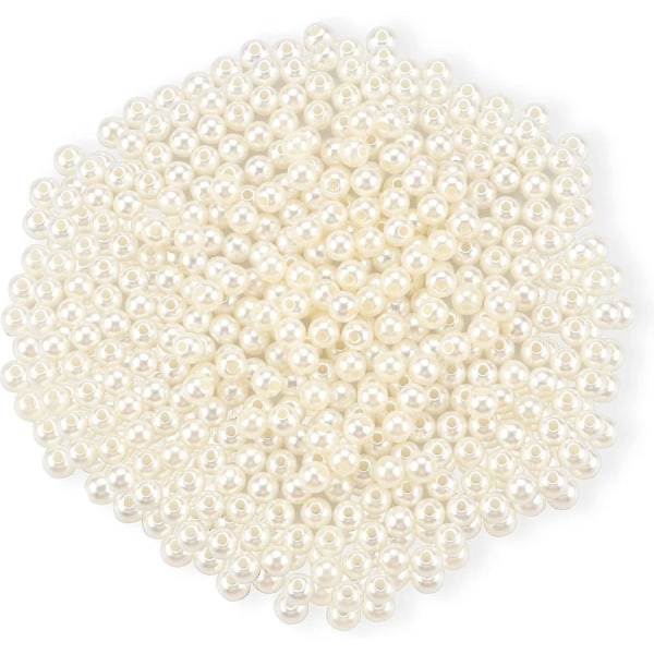Faux Pearl løse perler, perforerte løse falske perler for smykkefremstilling Håndverksperler, off-white, 8 mm, 600 stk.