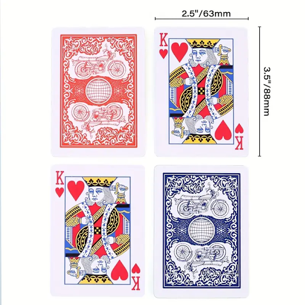 Spillekort, 12 pakker, enkeltkort, pokerstørrelse, standardindeks, til Blackjack, Euchre, Canasta kortspil, 6 blå og 6 røde