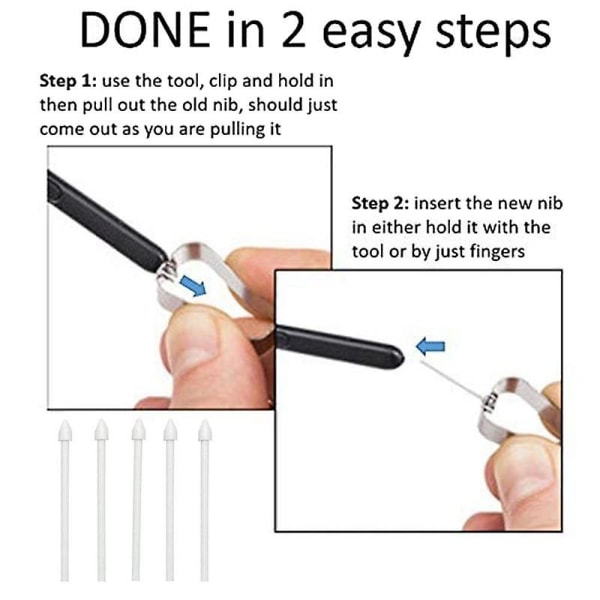 5 stk. Stylus-spissutskiftning Stylus Touch Pen Tip Substite Nib Galaxy Note20/note10/tab S6/tab S White