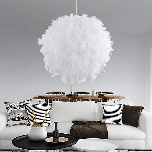Fjäderpendellampa Vit Modern Chandelier Lampskärm 30cm För Vardagsrum Barnrum