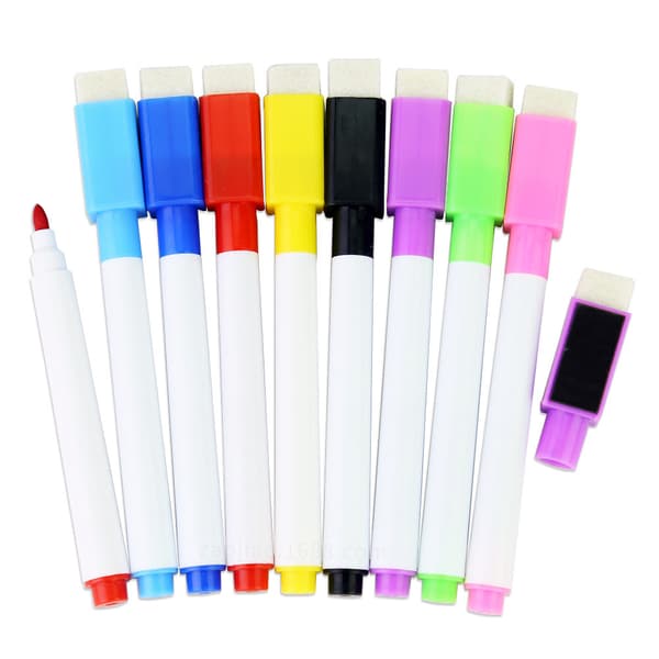 8-pack - Whiteboardmarkörer (med sudd) - Pennor
