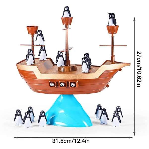 Merirosvolaiva tasapainopeli | Pingviinilaivan pinoamispeli, innovatiivinen tasapainolasten lelu Merirosvolaiva lelu Pöytäpeli lapsille
