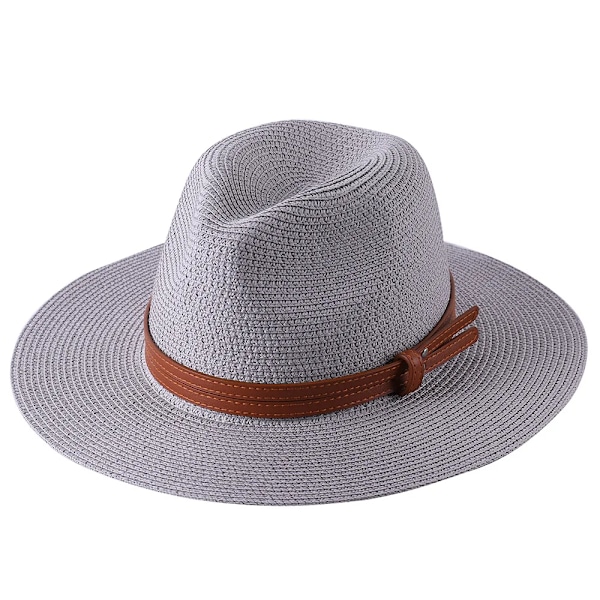 56-58-59-60cm Naturlig Panama Halm Hat Mænd Kvinder Blød Form Bred Skygge UV Beskyttelse Halm Hat grey01 56-58cm