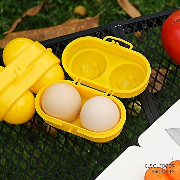 2 stk Mini Egg Holder 2 Grids Egg Oppbevaringsbeholder Picnic Camping Egg Carrier med fast håndtak Gul, mini egg
