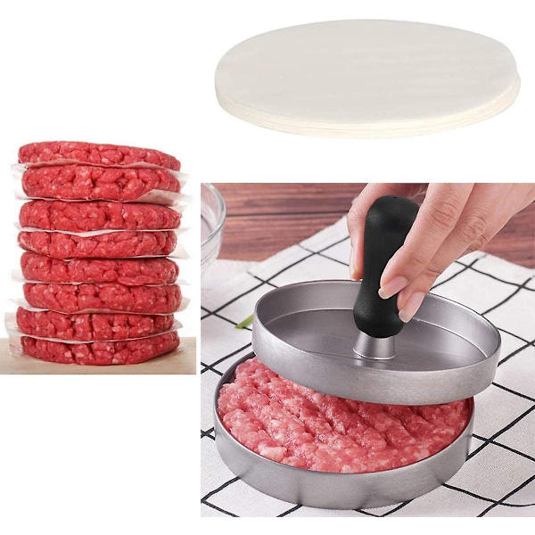 Burger Patty Paper Set om 500 ark Rund Bakplåtspapper 11 cm Vaxpapper, Non-Stick Separationspapper för Hamburgerpressar, Fricailles, Patties, Stea
