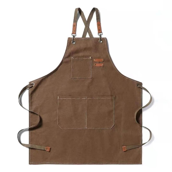 Chef Apron For Men And Women, Linen Aprons With Pockets, Cross Back Kitchen Apron