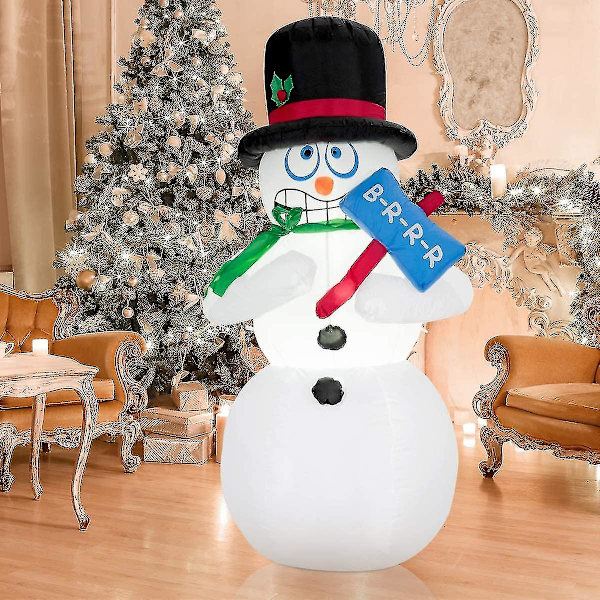 180cm Oppustelig Snemand, Julefigur der Ryster, Juledekoration Figur med LED Lys