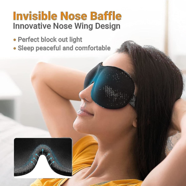 Sömnmask för kvinnor män, 3d konturformad bekväm ultramjuk sovande ögonmask & Blindfol