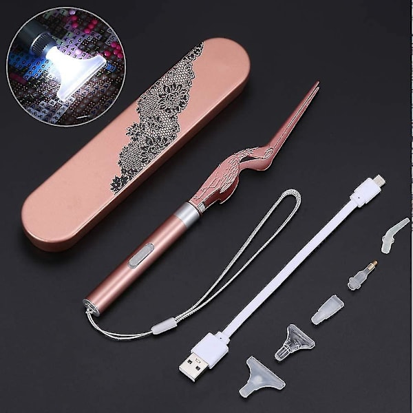 5d Diamantmaleri Punkt Drill Pen Firkant Rund Drill Diy Tilbehør Belysning Diamantmaleri Verktøy Med Usb-Kabel