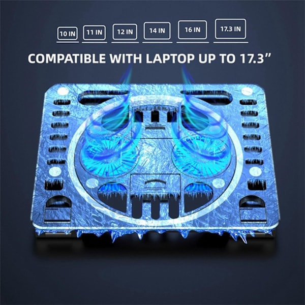 Laptop Kjøleplate, Spill RGB Laptop Kjøler Stativ For 15.6-17.3 Tommer Bærbar PC, Reduserer Temperatur