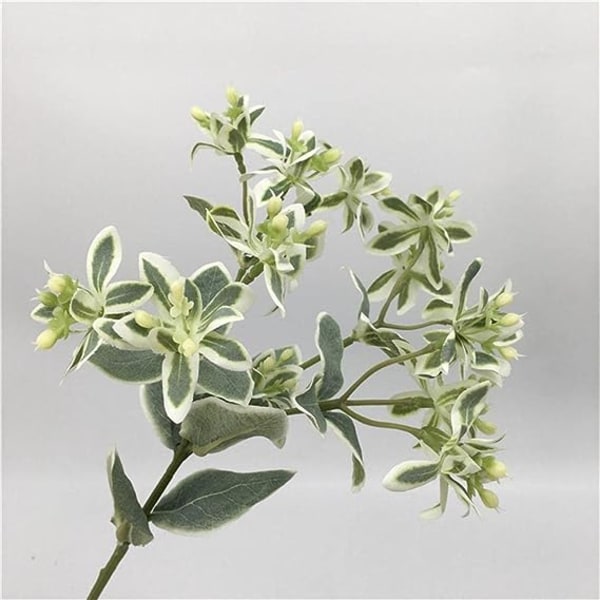 6Pieces/lot Artificial Plant Silk Plastic Flowers Eucalyptus Leaves Stems Branches Floral Bouquets Wreath Arrangement Home Table Garden Wedding Greene