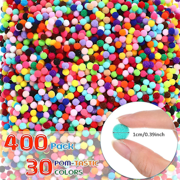 4000 st 1 cm Blandade Pompoms Flerfärgade Hantverkspompoms, Mini Pompoms Bollar Bulk Fuzzy Puff Bollar För DIY Konst Hantverk Smycken Mak