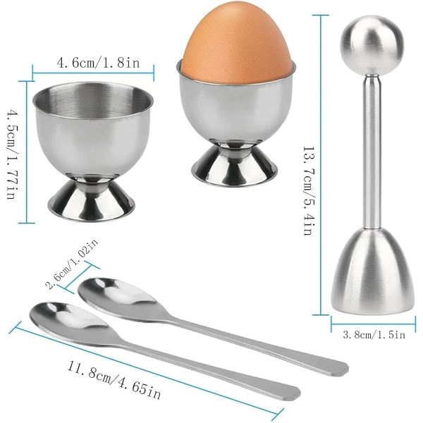 Ægknuser Topper Sæt Bløde Hårde Kogte Æg Separator Holder, Nem Æg Åbner, Inkluderer 2 Æg Kopper 2 Skeer 1 Skaller Fjerner Top Cu