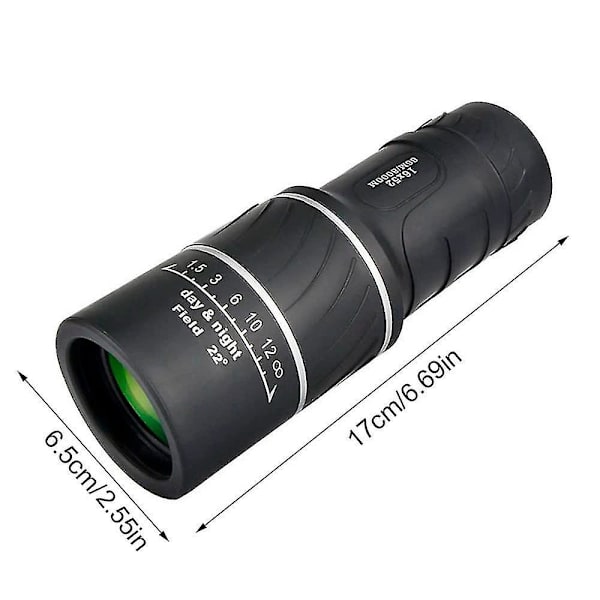 Monokular Teleskop, 16x52 HD FMC Lavlys Nattesyn Funktion 66m / 8000m Med BAK4 Prisma Linse