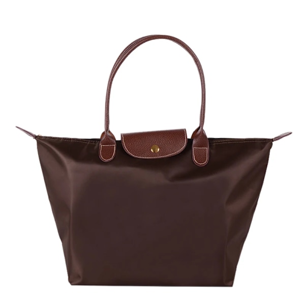 Kvinners Nylon Tote Bag Stor Kapasitet Skulder Bag Vanntett Reise Strand Shopping Bag Coffee M